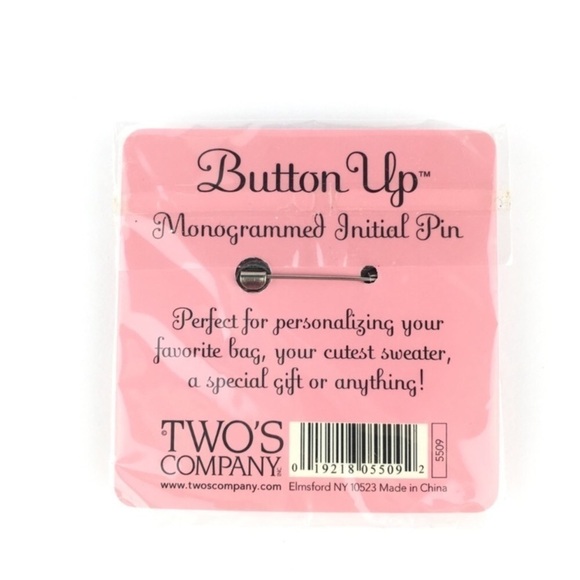 TWO’S COMPANY Button Up Monogrammed Initial Pin Letter B Embroidered Preppy NWT - Picture 3 of 3